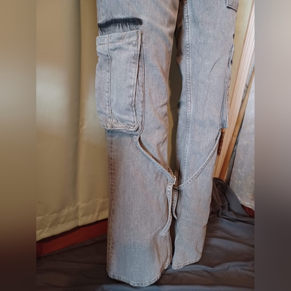 🍒 Zara Gray Cargo Pants Relaxed Fit - Picture 3 of 12